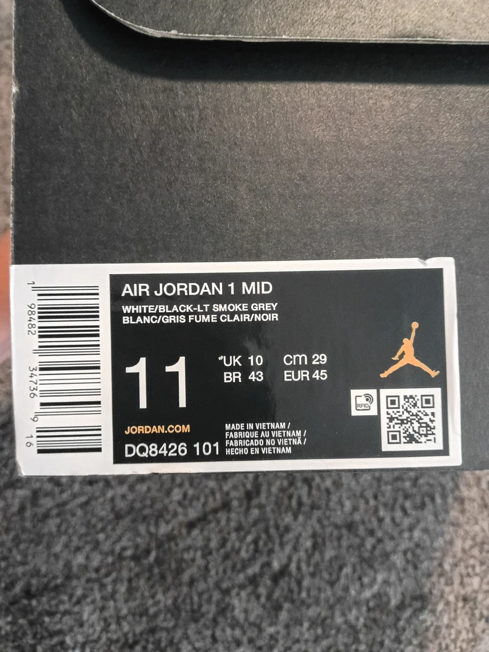Nike Jordan Air Jordan 1 Mid Barons Black White Gray Mens Size 11